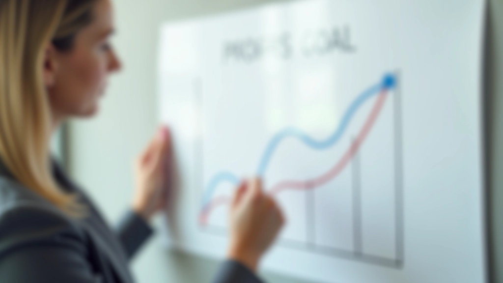 Gráfico de progresso em parede, marcos alcançados marcados, visual de crescimento consistente